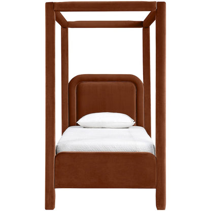 Salina Cognac Velvet Upholstered Twin Bed