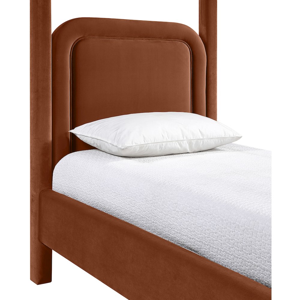 Salina Cognac Velvet Upholstered Twin Bed
