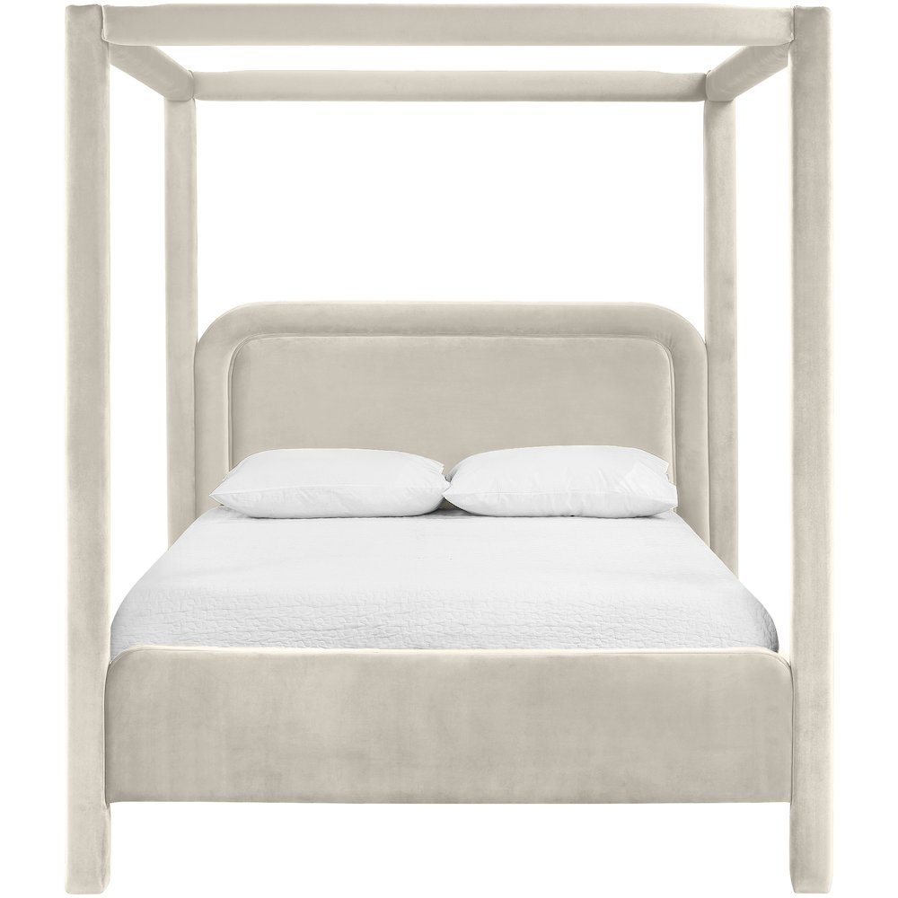 Salina Cream Velvet Upholstered Full Bed