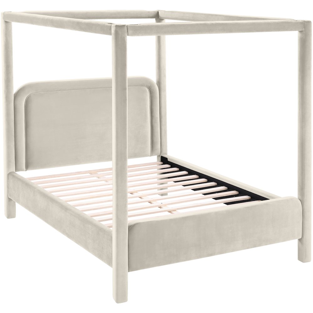 Salina Cream Velvet Upholstered Full Bed