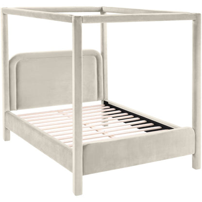 Salina Cream Velvet Upholstered Full Bed