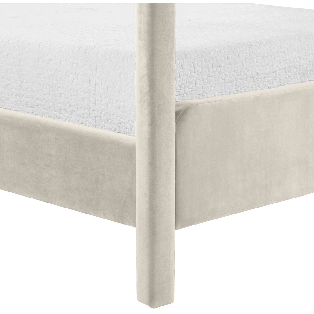 Salina Cream Velvet Upholstered Full Bed