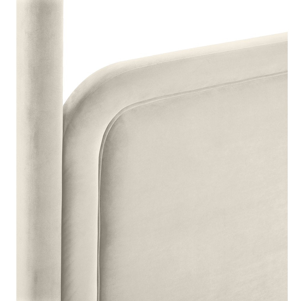 Salina Cream Velvet Upholstered Full Bed