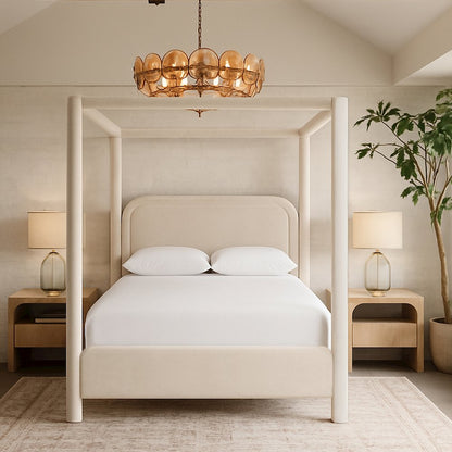 Salina Cream Velvet Upholstered King Bed