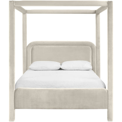 Salina Cream Velvet Upholstered King Bed