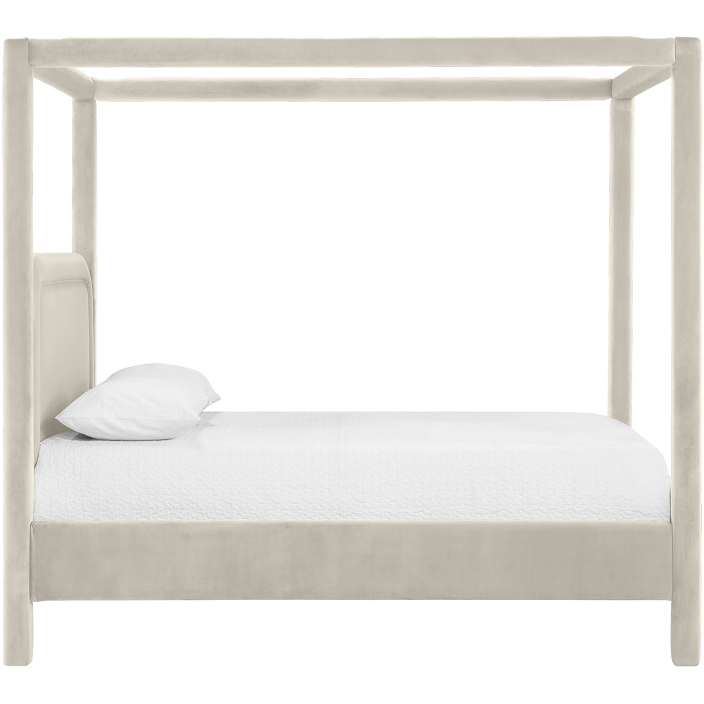Salina Cream Velvet Upholstered Queen Bed