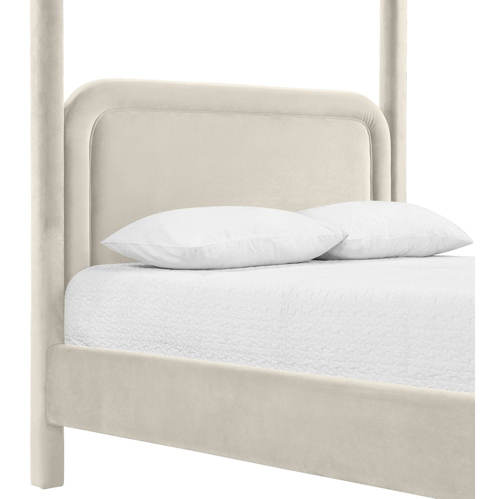 Salina Cream Velvet Upholstered Queen Bed