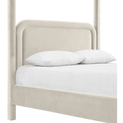 Salina Cream Velvet Upholstered Queen Bed