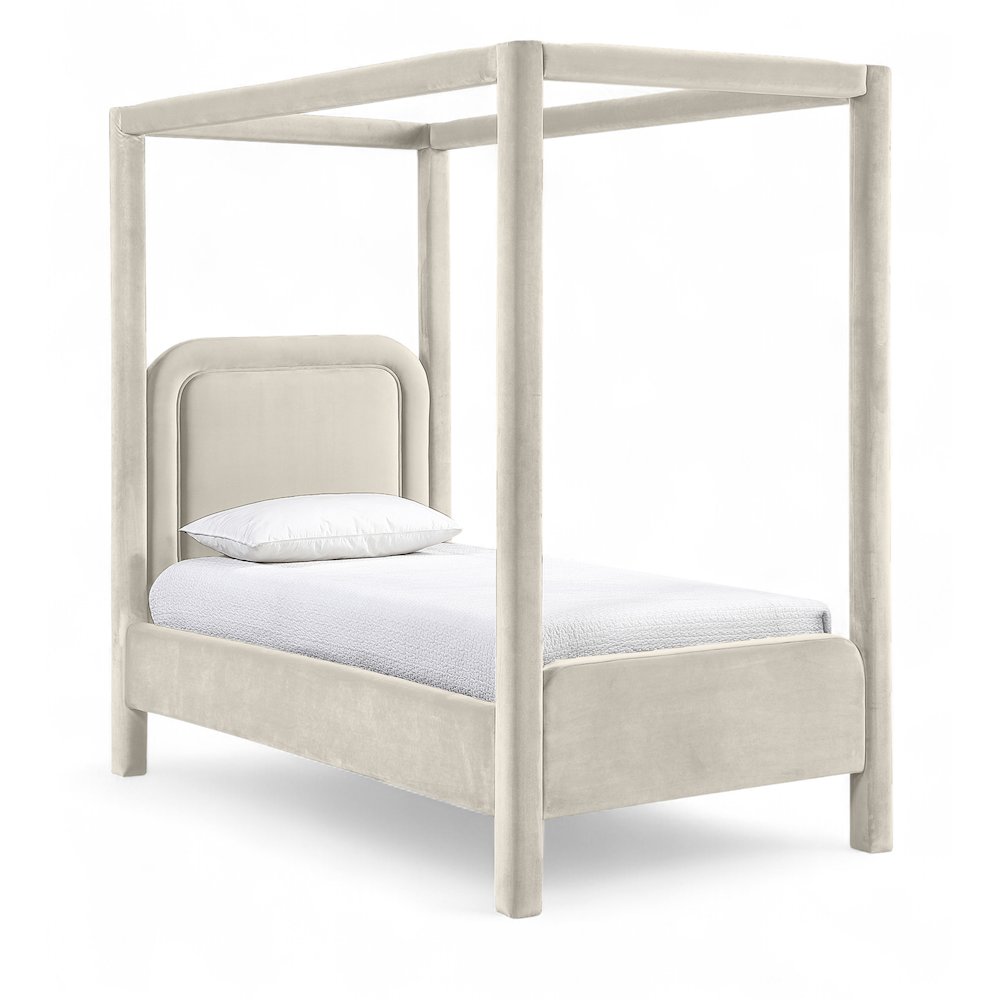 Salina Cream Velvet Upholstered Twin Bed