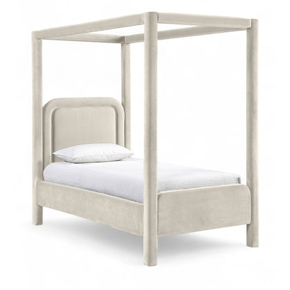 Salina Cream Velvet Upholstered Twin Bed