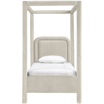 Salina Cream Velvet Upholstered Twin Bed