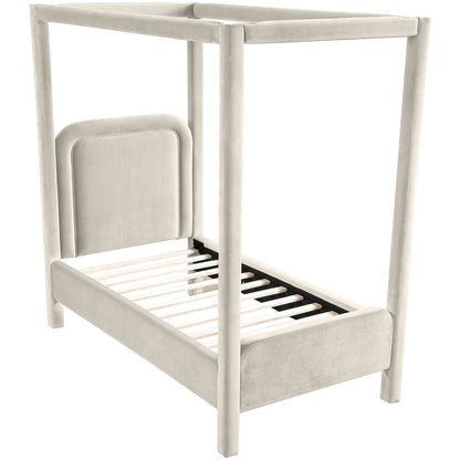 Salina Cream Velvet Upholstered Twin Bed