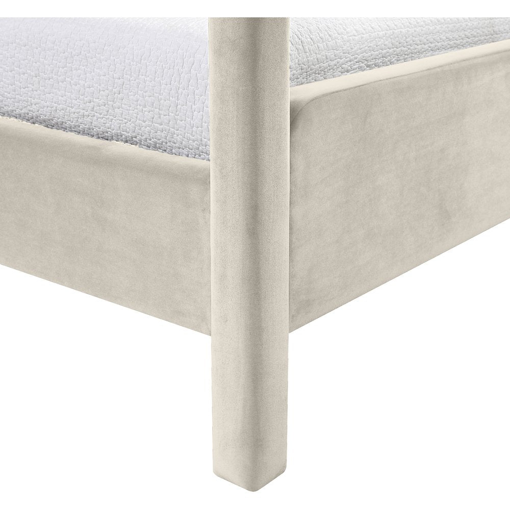 Salina Cream Velvet Upholstered Twin Bed