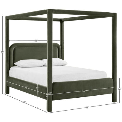 Salina Green Velvet Upholstered Full Bed
