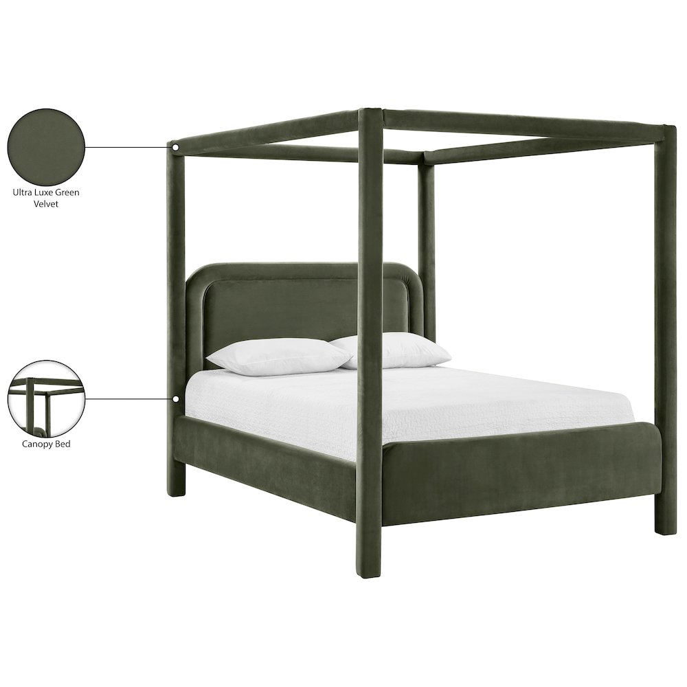 Salina Green Velvet Upholstered Full Bed