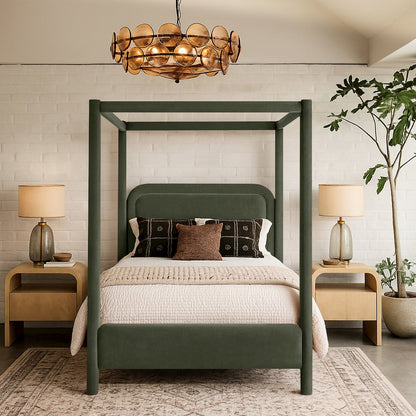 Salina Green Velvet Upholstered Full Bed