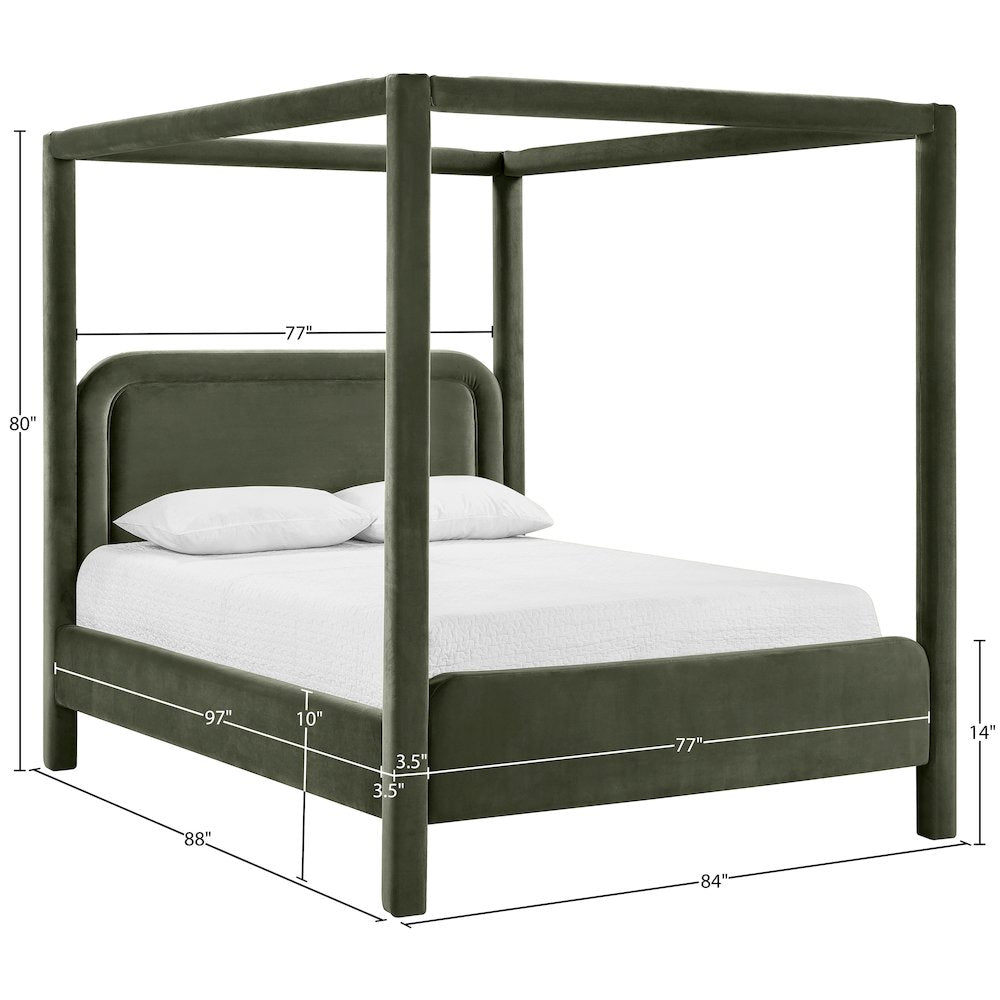 Salina Green Velvet Upholstered King Bed