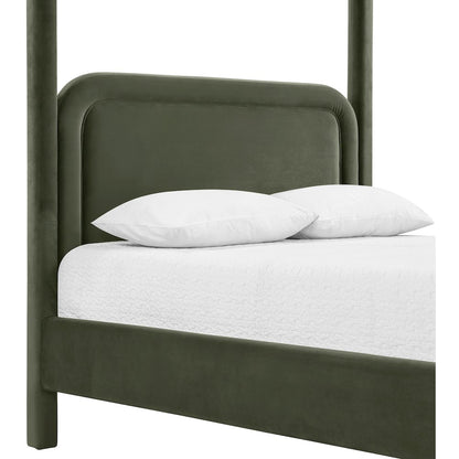 Salina Green Velvet Upholstered King Bed
