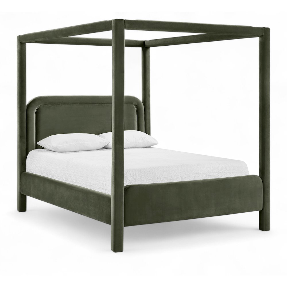 Salina Green Velvet Upholstered Queen Bed