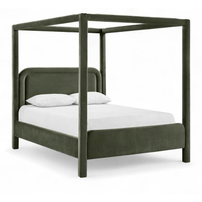 Salina Green Velvet Upholstered Queen Bed