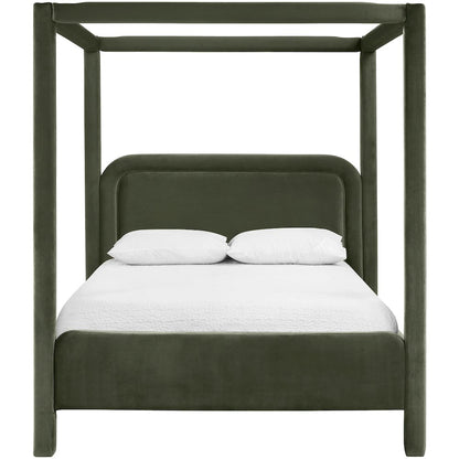 Salina Green Velvet Upholstered Queen Bed