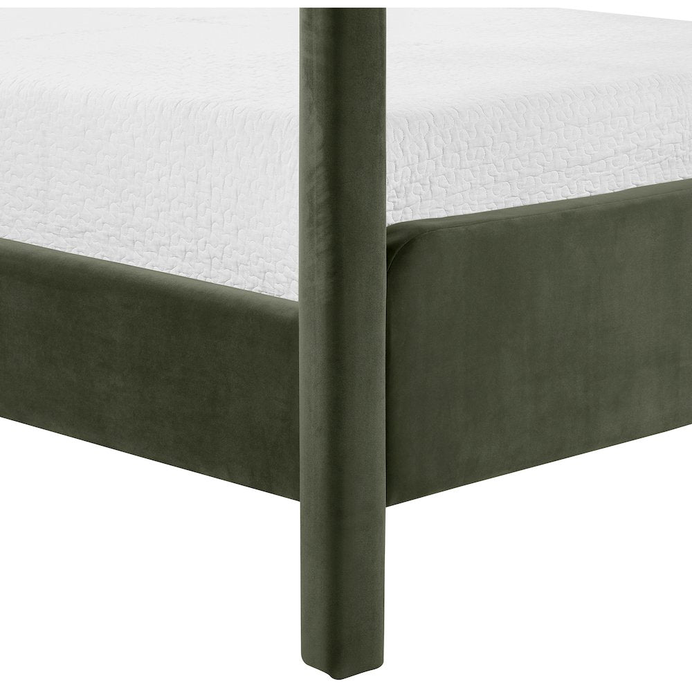 Salina Green Velvet Upholstered Queen Bed