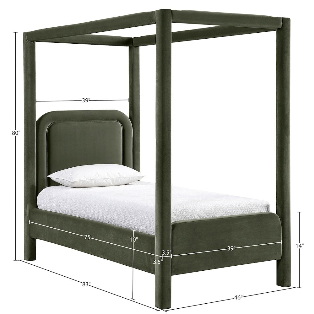 Salina Green Velvet Upholstered Twin Bed
