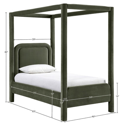 Salina Green Velvet Upholstered Twin Bed