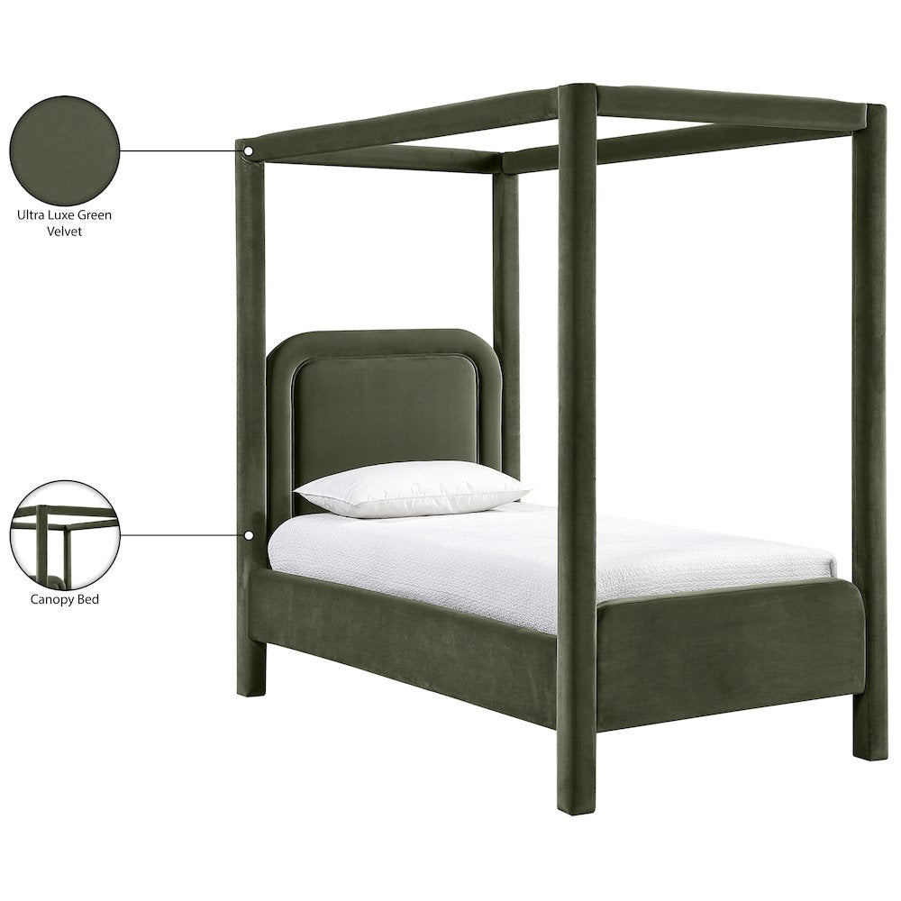 Salina Green Velvet Upholstered Twin Bed