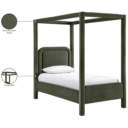 Salina Green Velvet Upholstered Twin Bed