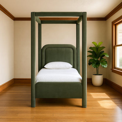 Salina Green Velvet Upholstered Twin Bed