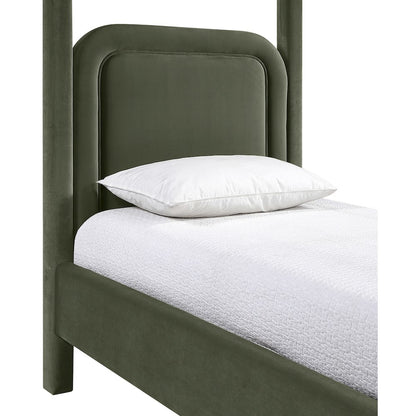 Salina Green Velvet Upholstered Twin Bed