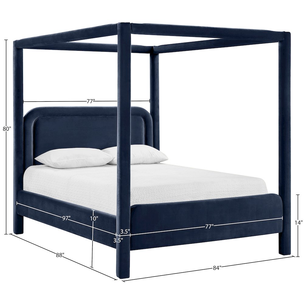 Salina Navy Velvet Upholstered King Bed