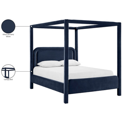 Salina Navy Velvet Upholstered King Bed