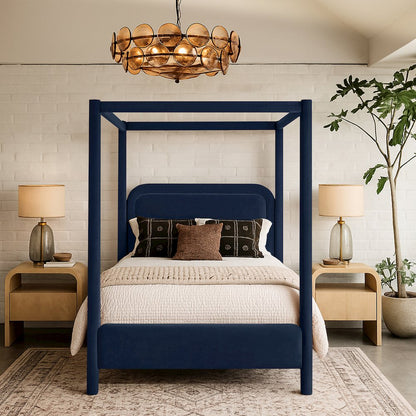 Salina Navy Velvet Upholstered King Bed