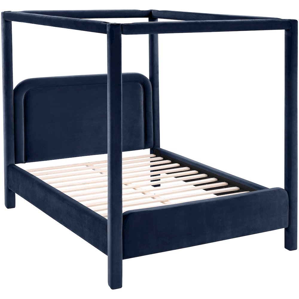 Salina Navy Velvet Upholstered King Bed