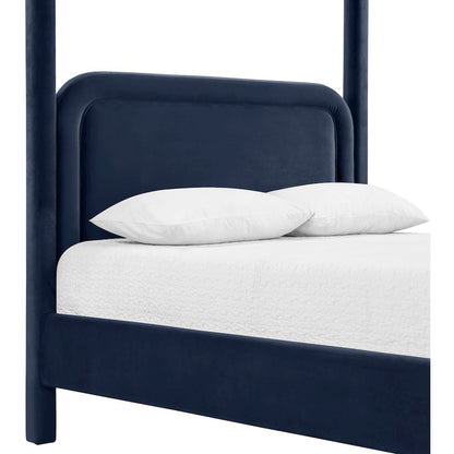 Salina Navy Velvet Upholstered King Bed