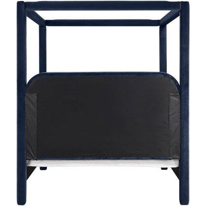 Salina Navy Velvet Upholstered Queen Bed