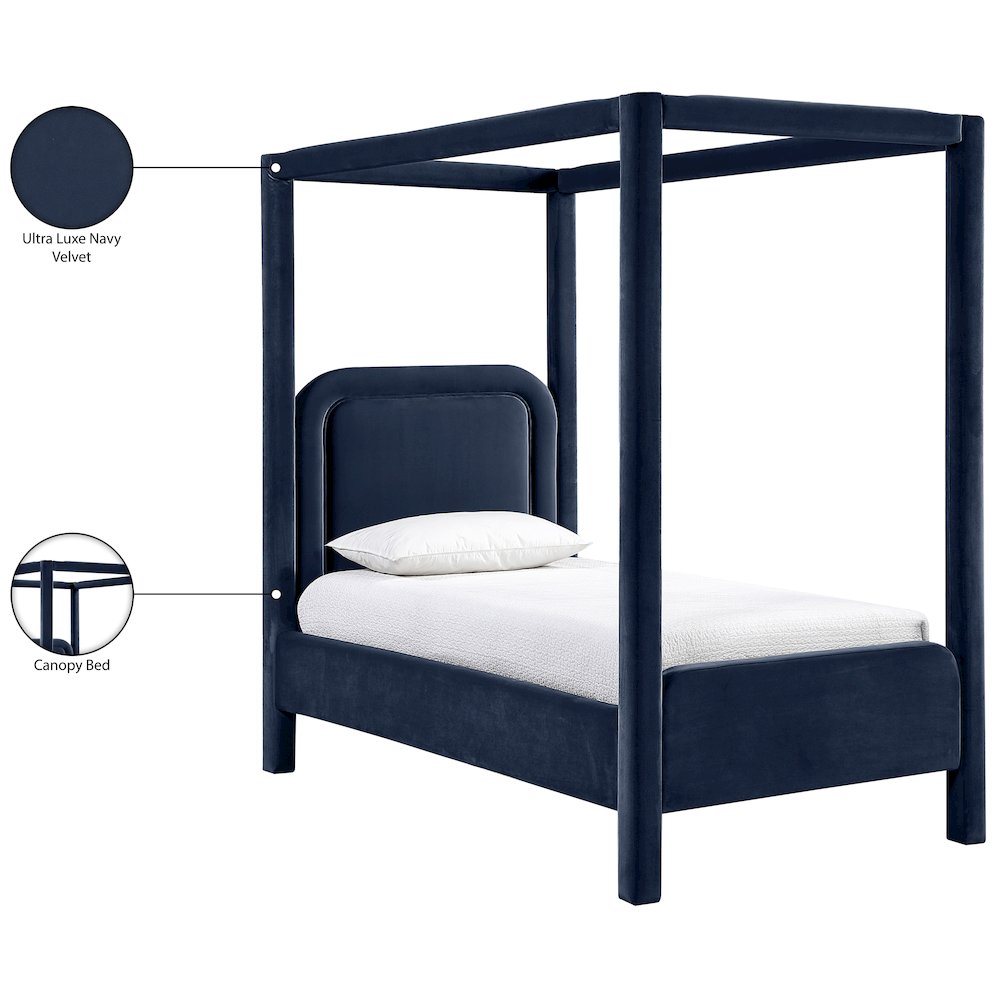 Salina Navy Velvet Upholstered Twin Bed