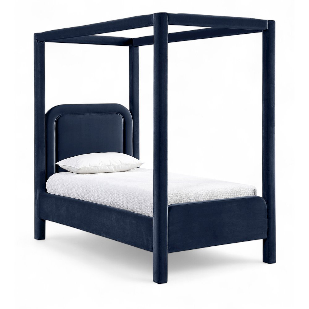 Salina Navy Velvet Upholstered Twin Bed