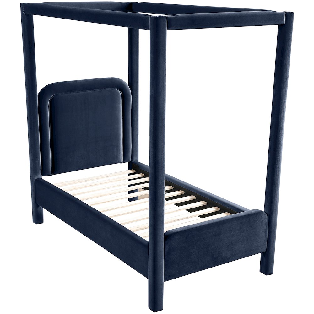 Salina Navy Velvet Upholstered Twin Bed