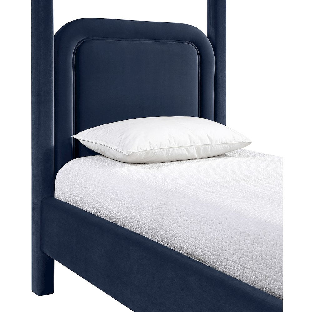 Salina Navy Velvet Upholstered Twin Bed