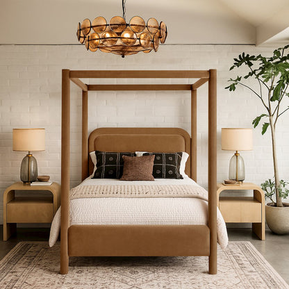 Salina Saddle Velvet Upholstered King Bed