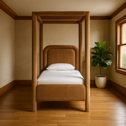 Salina Saddle Velvet Upholstered Twin Bed
