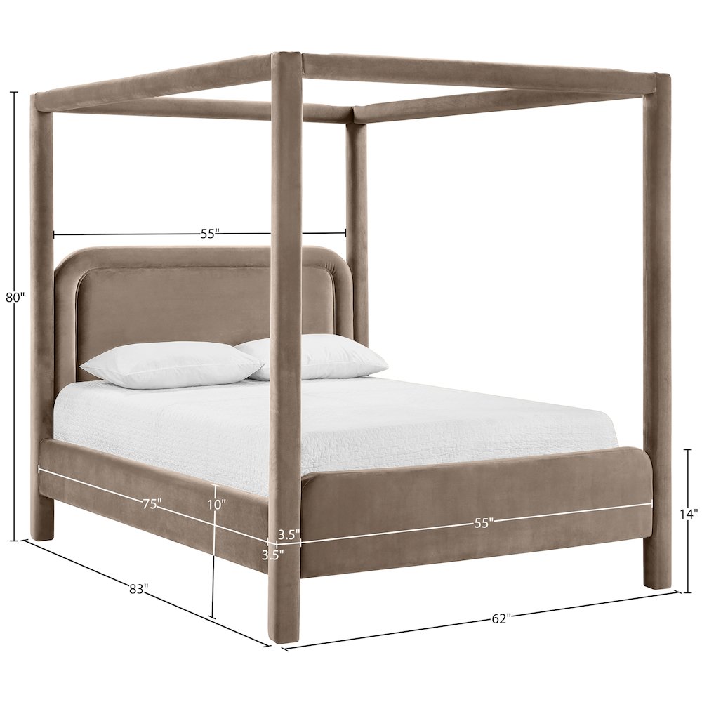 Salina Taupe Velvet Upholstered Full Bed