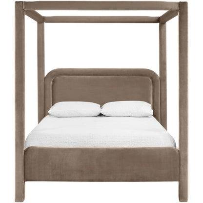 Salina Taupe Velvet Upholstered King Bed