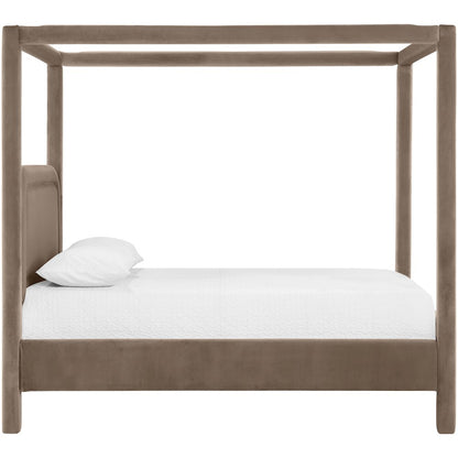 Salina Taupe Velvet Upholstered King Bed