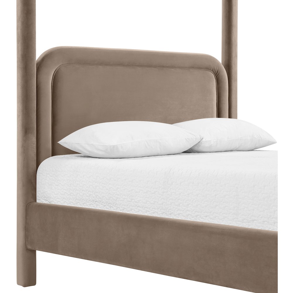Salina Taupe Velvet Upholstered King Bed