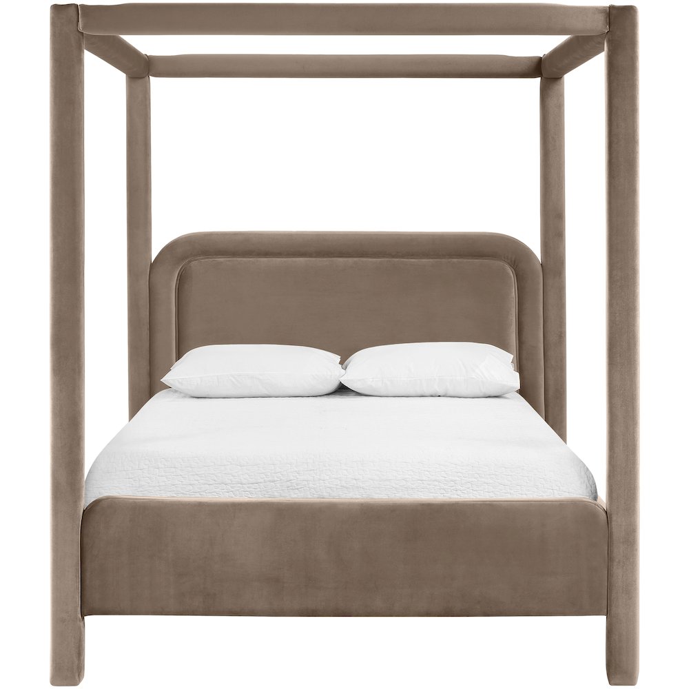 Salina Taupe Velvet Upholstered Queen Bed
