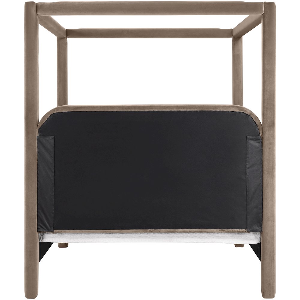 Salina Taupe Velvet Upholstered Queen Bed